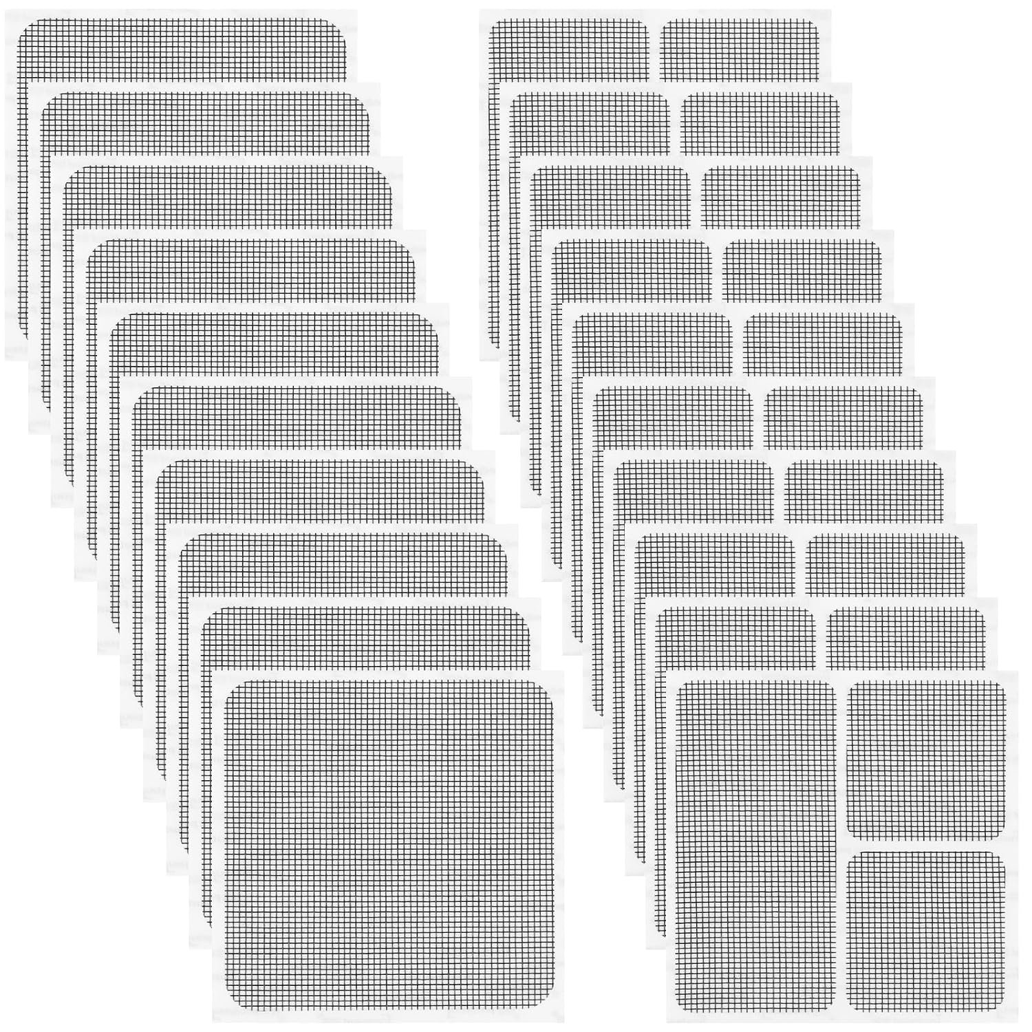 20 Sheets Black 3-Size Self-Adhesive Screen Repair Patches